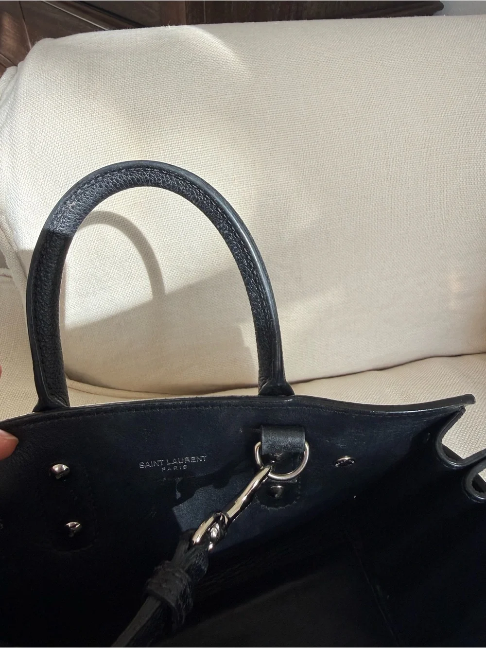 Saint Laurent Sac De Jour Baby Top Handle Bag In Grained Leather